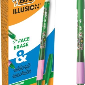 bic illusions boligrafo borrable punta media de 0.7mm grip de goma recargable color verde