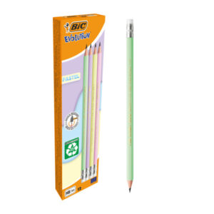 bic evolution pastel lapiz de grafito hexagonal con goma mina hb ultrarresistente sin madera no se astilla colores pastel