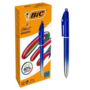 bic 4 colours smooth gradient azul boligrafo de bola retractil punta media de 1.0mm escritura un 40% mas suave 4 colores