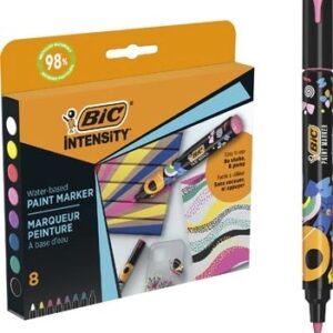 bic intensity pack de 8 marcadores de pintura punta media tinta con base de agua 98% de materiales reciclados colores surtidos