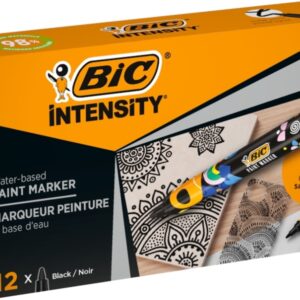 bic intensity marcador de pintura punta media tinta con base de agua 98% de materiales reciclados color negro