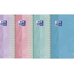 oxford touch pastel agenda escolar 25/26 espiral dia pagina tamaño 8º tapa extradura peliculado touch esquinas microperforadas espacio para notas cierre con goma colores pastel surtidos