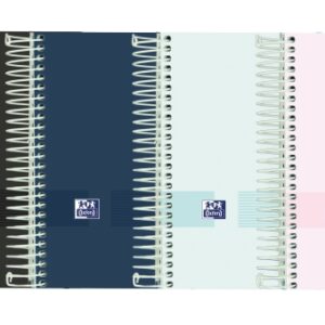 oxford live & go agenda escolar 25/26 espiral dia pagina tamaño 8º tapa de plastico opaco esquinas microperforadas espacio para notas cierre con goma colores surtidos