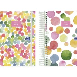 oxford joy agenda escolar 25/26 espiral dia pagina tamaño 8º tapa extradura esquinas microperforadas espacio para notas cierre con goma diseños surtidos