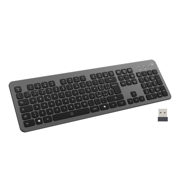 ewent ew3296 teclado inalambrico multiconexion 3 conexiones simultaneas 1xwireless 2.4ghz, 2xbluetooth 5.0 color negro