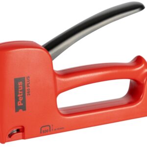petrus 260 plus clavadora/grapadora para grapas 530/4 10mm carga posterior sistema de bloqueo de palanca color rojo