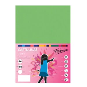 fabrisa pack de 50 cartulinas 180 g/m² tamaño a4 color verde