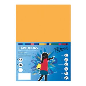 fabrisa pack de 50 cartulinas 180 g/m² tamaño a4 color amarillo oro