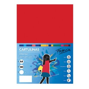 fabrisa pack de 50 cartulinas 180 g/m² tamaño a4 color rojo