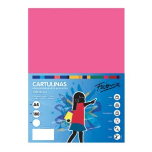 fabrisa pack de 50 cartulinas 180 g/m² tamaño a4 color fucsia