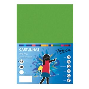 fabrisa pack de 50 cartulinas 180 g/m² tamaño a4 color verde fuerte