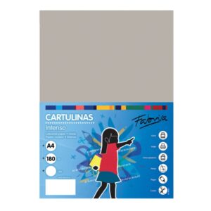 fabrisa pack de 50 cartulinas 180 g/m² tamaño a4 color gris