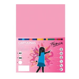 fabrisa pack de 25 cartulinas 180 g/m² tamaño a3 color rosa
