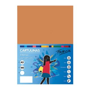 fabrisa pack de 25 cartulinas 180 g/m² tamaño a3 color marron claro