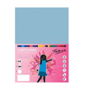 fabrisa pack de 25 cartulinas 180 g/m² tamaño a3 color azul claro