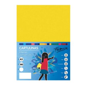 fabrisa pack de 25 cartulinas 180 g/m² tamaño a3 color amarillo fuerte