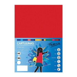 fabrisa pack de 25 cartulinas 180 g/m² tamaño a3 color rojo