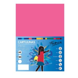 fabrisa pack de 25 cartulinas 180 g/m² tamaño a3 color fucsia
