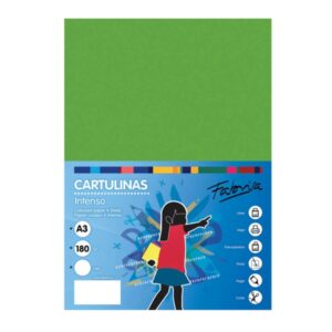 fabrisa pack de 25 cartulinas 180 g/m² tamaño a3 color verde fuerte