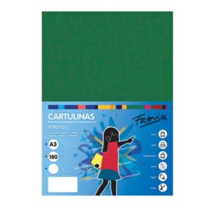 fabrisa pack de 25 cartulinas 180 g/m² tamaño a3 color verde oscuro