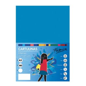 fabrisa pack de 25 cartulinas 180 g/m² tamaño a3 color azul medio