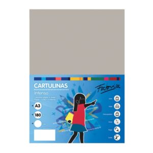 fabrisa pack de 25 cartulinas 180 g/m² tamaño a3 color gris