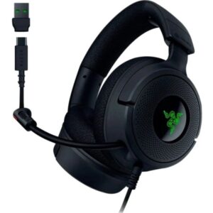 razer kraken v4 x auriculares gaming microfono plegable cardioide razer hyperclear sonido 7.1 multiplataforma conexion usb color negro