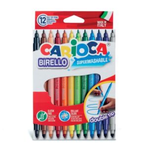 carioca birello pack de 12 rotuladores doble punta fina y media tinta superlavable no toxica lavable de la piel y tejidos con agua y sin jabon colores surtidos