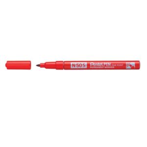 pentel pen n50s rotulador permanente punta fina 3.18mm resistente a agua y luz color rojo