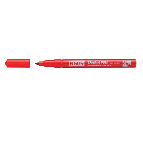 pentel pen n50s rotulador permanente punta fina 3.18mm resistente a agua y luz color rojo