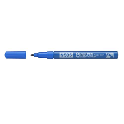 pentel pen n50s rotulador permanente punta fina 3.18mm resistente a agua y luz color azul