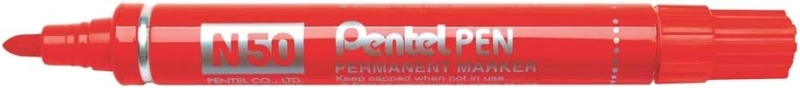 pentel pen n50 rotulador permanente punta de 4.3mm resistente a agua y luz color rojo