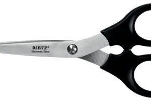 leitz tijeras de acero inoxidable 16.5cm ideales para casa, colegio, oficina color negro