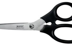 leitz tijeras de acero inoxidable 18.5cm agarre ergonomico color negro
