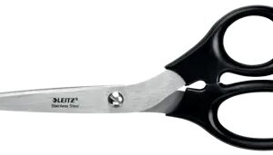 leitz tijeras de acero inoxidable 20cm agarre ergonomico color negro