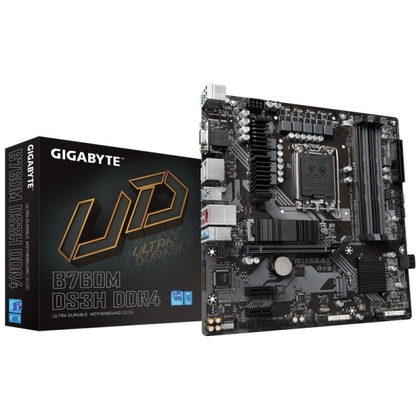 gigabyte b760m ds3h placa base intel lga1700 4x ddr4 m.2, sata, pcie4.0, hdmi, displayport, usb 3.2, usb c microatx