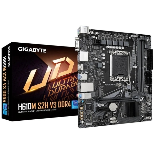 gigabyte h610m s2h v3 placa base intel1700 2x ddr4 m.2, sata, pcie4.0 hdmi, displayport, vga, rj 45, usb 3.2 microatx