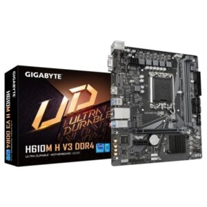 gigabyte h610m h v3 placa base intel1700 2x ddr4 m.2, sata, pcie3.0 hdmi, dvi, vga, rj 45, usb 3.2 microatx