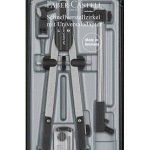 faber castell compas de ajuste rapido con alargadera articulaciones en ambos brazos accesorios de recambio adaptador universal