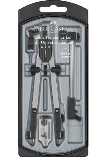 faber castell compas de ajuste rapido con alargadera articulaciones en ambos brazos accesorios de recambio adaptador universal