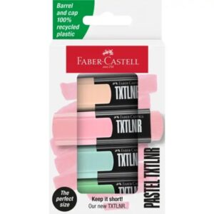 faber castell txtlnr pack de 4 marcadores fluorescentes punta biselada trazo entre 1, 2 y 5 mm tinta con base de agua colores pastel surtidos