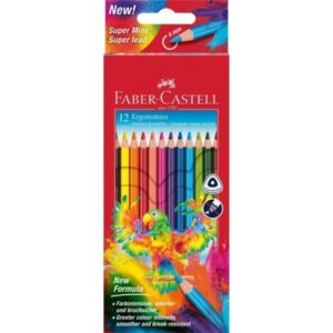 faber castell super mine ergonomics pack de 12 lapices de colores triangulares ergonomicos mina de 4mm resistencia a la rotura colores surtidos