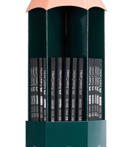 faber castell castell 1111 expositor con 120 lapices de grafito grados de dureza surtidos mina resistente a la rotura cuerpo con acabado en negro
