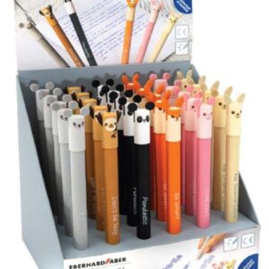 eberhard faber animal erase it! expositor con 36 boligrafos borrables tinta gel azul trazo 0.7mm capuchon con formas de animales tacto soft