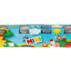 eberhard faber mini kids pack con 4 botes 140gr de pasta de modelar 97% ingredientes naturales colores blanco, amarillo, rojo y azul