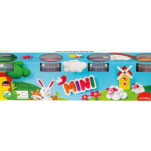 eberhard faber mini kids pack con 4 botes 140gr de pasta de modelar 97% ingredientes naturales colores naranja, morado, rosa y verde