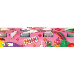 eberhard faber mini kids pack con 4 botes 100gr de pasta de modelar 97% ingredientes naturales colores brillantes naranja, morado, rosa y verde