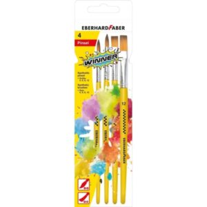 eberhard faber winner pack con 4 pinceles de pelo sintetico tamaños 4, 6, 8, 12 virola de aluminio