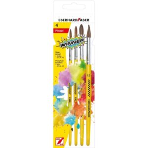 eberhard faber winner pack con 4 pinceles de pelo poni tamaños 4, 6, 8, 12 virola de aluminio