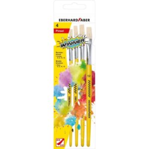 eberhard faber winner pack con 4 pinceles de pelo cerda tamaños 6, 8, 10, 12 virola de aluminio